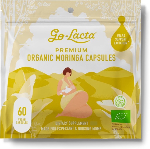 [BRSWI23ZCJ6R4A32] Go-Lacta® 100% Organic Moringa Cápsulas para Amamentação Mães - 60 Cápsulas - Pure Premium Vitaminas Pós-Natais - Amamentação Suplementos para Aumentar o Abastecimento de Leite - Vitaminas Pós-parto para Mulheres