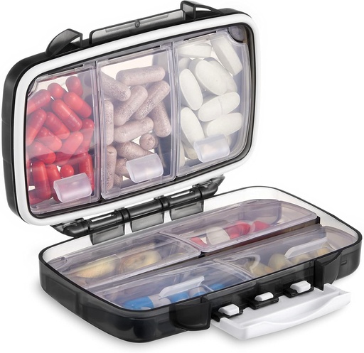 [BRSW2HYYOIMA4YL6] Fullicon Portable Pill Organizer Weekly, Small Travel Pill Case 7 Compartment, Moistureproof and Airtight Pill Box, Travel Pill Holder for Vitamins/Fish Oil/Supplements