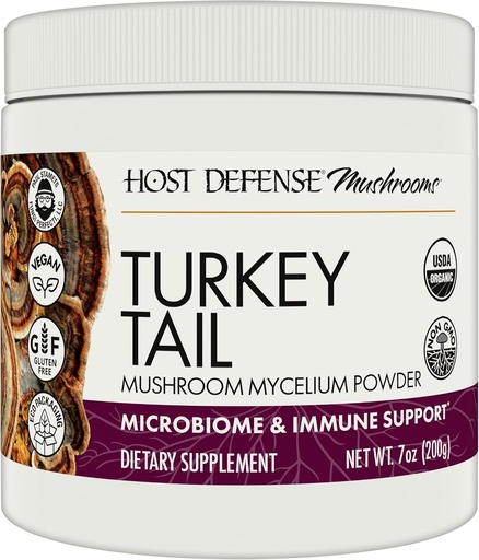 [BRSROBQNO4MBGAA6] Host Defense Turkey Tail Mushroom Powder - Digestive Health & Immune Response Support Supplement - Mushroom Supplement for Gastrointestinal & Gut Microbiome Support - 7 унций (133 порции)*