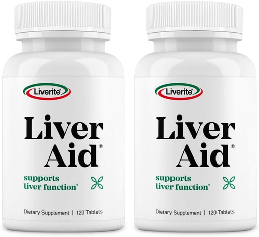 [BRSW2AL5CF7BOCY4] LIVERITE Liver Aid 2-Pack 120 Tablets (Total 240ct) Supports Healthy Liver Function, Physical Energy and Vitality.