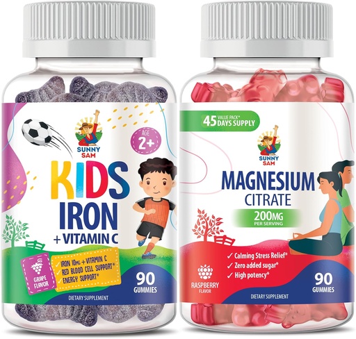 [BRSROCYBOANWODYV] Magnesium Gummies for Adults & Iron Gummies for Kids & Adults - Iron Vitamins with Vitamin C.