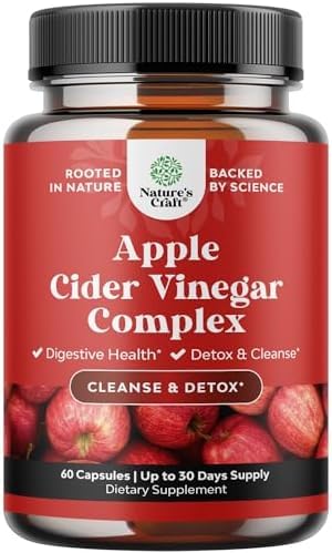 [BRSWYAIRC4BW2YLZ] Cleansing Apple Cider Vinegar Capsules - ACV Cleanse and Detox Pills for Gut and Digestive Health with Slimming Cayenne - Extra Strength ACV Capsules for Gut Cleanse and Full Body Detox - 60 Count