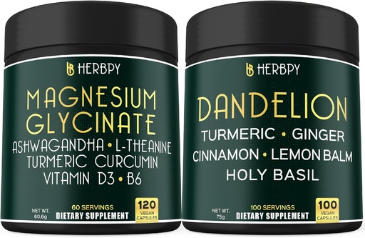 [BRSRABLRA4NAA3T4] Bundle 6in1 Magnesium Glycinate Supplement & 6in1 Dandelion Supplement