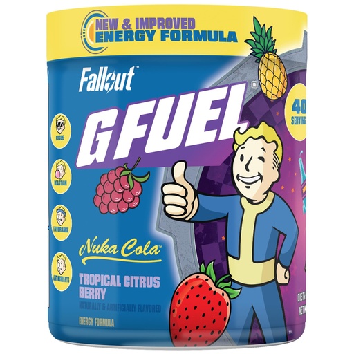 [BRSRMHQQAUFROGT4] G Fuel Nuka Cola 2.0 Energy Powder, Sugar Free, Clean Caffeine Focus Supplement, Water Mix, Tropical Citrus Berry Flavor, Focus Amino, Vitamin + Antioxidants Blend - 9.6 oz (40 Servings)