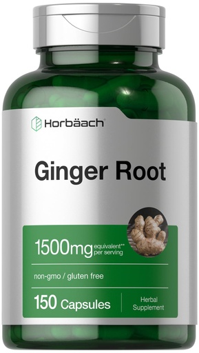 [BRSWGCDQCN5GYHI4] Horbäach Ginger Root Capsules | 150 Pills | Non-GMO, Gluten Free | Ginger Root Extract