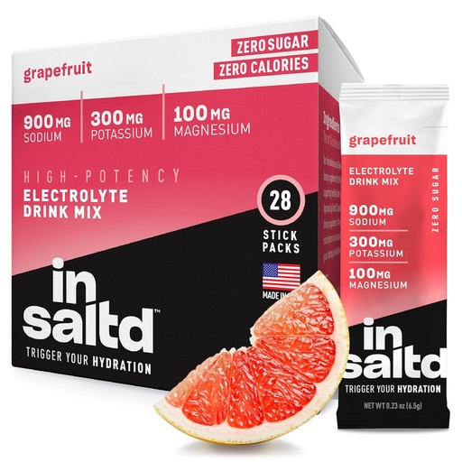 [BRSRO2YYDF7GODI6] INSALTD™ Sugar Free Electrolytes Powder Packets with No Stevia Aftertaste | High-Potency Hydration Packets | Keto Electrolyte Drinks | Intermittent Fasting Drink Mix | 28 Pack (Grapefruit)