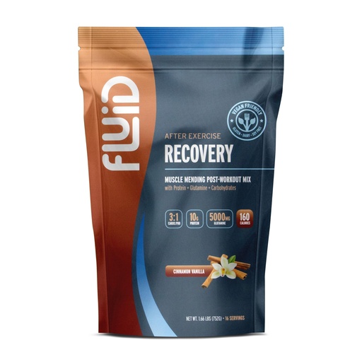 [BRSWKFAFAQMRK23Y] Fluid Recovery, Post-Workout Drink Mix, Pea Protein, L-Glutamine, Carbs, All Natural Ingredients, Gluten-Free, Lactose-Free (Cinnamon Vanilla (Vegan))