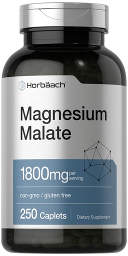 [BRSROGQKAUORQ2YV] Horbäach Magnesium Malate | 1800mg | 250 Caplets | Vegetarian, Non-GMO, Gluten Free Supplement