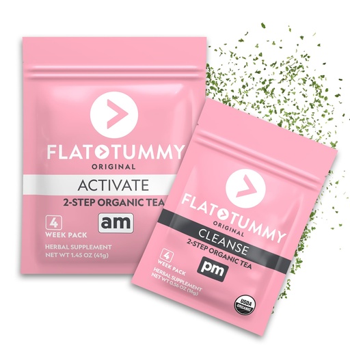 [BRSWGZYOAEMR6YDK] Flat Tummy Tea – 2-step, 4 Week Program – Detox Tea to Boost Energy & Reduce Bloating* - All Natural Detox Cleanse w/ Green Tea, Lemon Balm, Dandelion, Fennel, & More - Digestion support