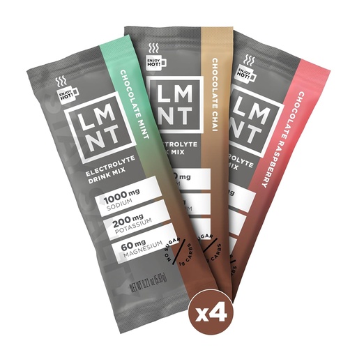 [BRSRAFQ3BMPGGCTD] Drink LMNT Zero Sugar Hot Chocolate or Coffee Mixer - Chocolate Medley - Variety Pack | Drink Mix | 12-Count