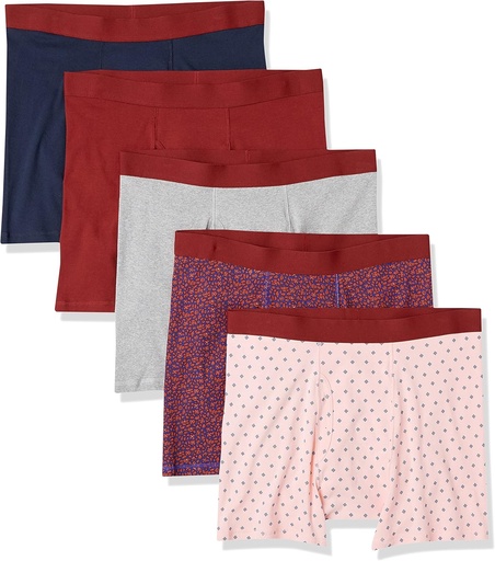 [BRSRMFLRCUIRME3B] Calzini per boxer da uomo, cotone confortevole, senza tag, confezione da 5