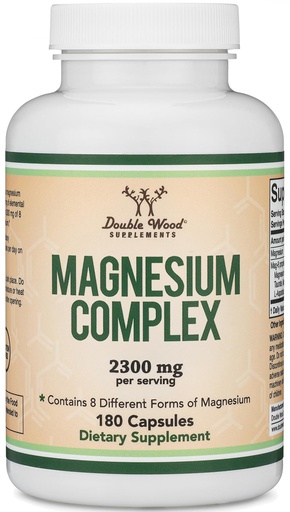 [BRSROFI3DIIW2GT4] Magnesium Complex Supplement 180 Capsules (426mg Elemental Magnesium Provided by 2,300mg of Eight Different Forms of Magnesium) MAG-8 Provides 100% Daily Recommended Value of Magnesium by Double Wood