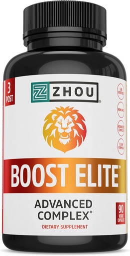 [BRSWKFTZAQMGMYIZ] Zhou Boost Elite - Suplement energetyczny, Natural Muscle Support Pills for Men with Tribulus, Fenugreek, Ginseng i Maca - 90 Kapsułki wegetariańskie
