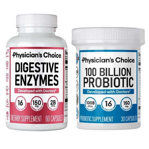 [BRSROAI5ABYBSET4] Physician's CHOICE 100 Billion + Digestive Enzyme 60ct Bundle - Advanced Gut Health Support