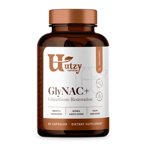 [BRSRAAAHPN6R4C3Z] Utzy Naturals High Dose GlyNAC+ Supplement | 2,000mg of Glycine & NAC (N-Acetyl cysteine) | with Vitamin B2 Cofactor for Glutathione Production | 90 Capsules