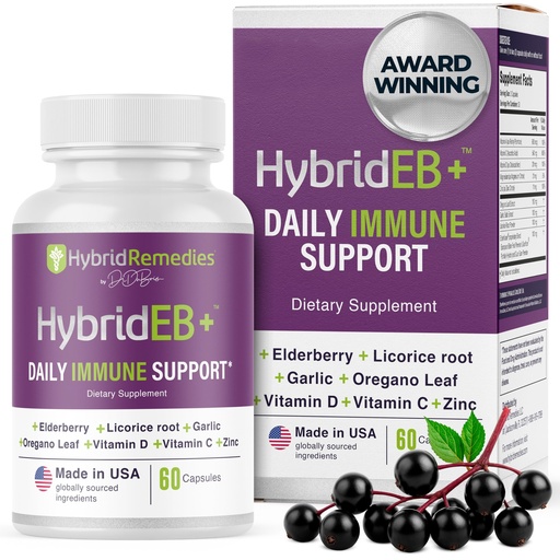 [BRSWYFT6OQFQKCQV] HybridEB Sambucus Elderberry Immune Support with Vitamin C, Zinc, Vitamin D3 - Antioxidant & Immunity Supplement, 1 Month Supply - 9 in 1 Black Elderberry Kids and Adults - 60 Capsules