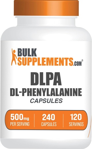 [BRSROGAKCR7WOAIY] BulkSupplements.com DL-Fenilalanină Capsule - DLPA Capsule, DL-Fenilalanină 500mg - DLPA Suplimente, Gluten Free - 2 capsule per Serving, 240 capsule (Pachet de 1)