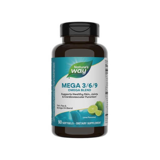 [BRSWIY3YA4DAIAD2] Nature's Way Mega 3/6/9 Omega Blend, Supports Healthy Skin, Joints, Cardiovascular Function*, Fish, Flax, Borage Oil, 90 Lime Flavored Softgels (Packaging May Vary)