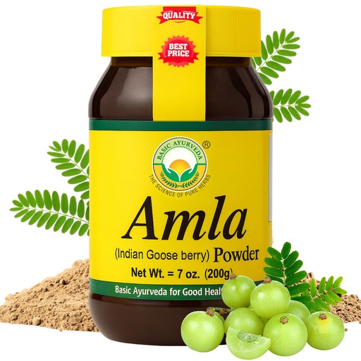 [BRSRO2YEAQMBGGTZ] BASIC AYURVEDA Amla Powder | 7.05 Oz (200g) | 100% Raw & Natural Indian Gooseberry (Amalaki) for Hair, Skin & Immunity | No Additives | Ideal for Smoothies, DIY Masks, Herbal Use & Wellness