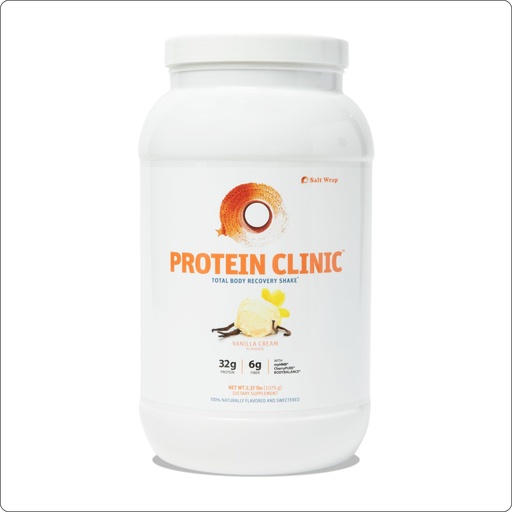 [BRSRAFATCIDRGHLP] Protein Clinic Total Body Recovery Shake with Collagen, Vanilla | Muscle builder with myHMB, CherryPURE & Vitamin D3. Dairy-free joint support powder, 32g isolate, zero artificial sweeteners.
