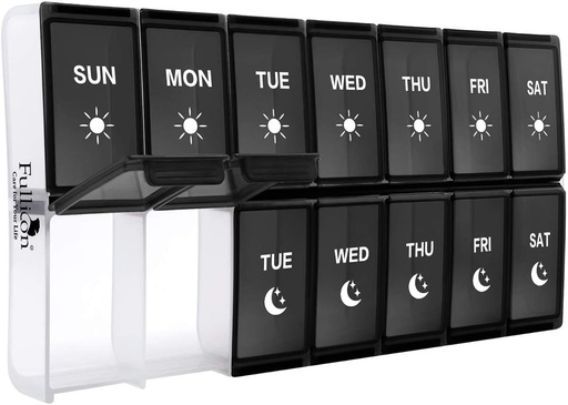 [BRSWYEDRBUMRGADK] XL Weekly Pill Organizer 2 Times a Day, Fullicon Extra Large Daily Pill Cases Oversized AM PM Pill Box Twice a Day for Vitamin/Fish Oil/Pills/Supplements