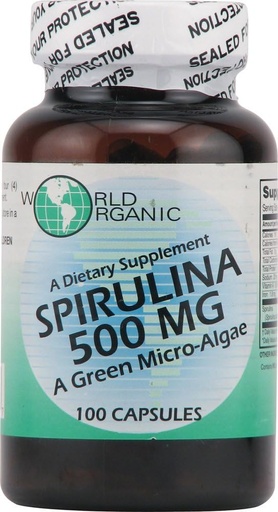 [BRSWIYYYCEIWCEYZ] Espirulina Orgânica Mundial - 500 mg - 100 Cápsulas