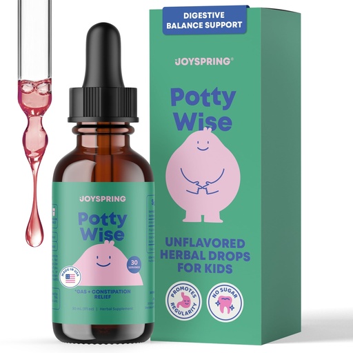 [BRSWG2Q6BAARQHL3] JoySpring Potty Wise Drops – Natural Constipation Relief for Kids & Toddlers – Elderberry, Licorice Root Extract, Fennel Seed & Senna – Sugar-Free Vegan Liquid Blend Supplement (1 fl oz) 30 Servings
