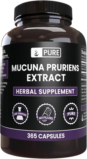 [BRSW2FQEBABRUCQ2] Pure originele ingrediënten Mucuna Pruriens (365 capsules) Geen Magnesium of Rijst Fillers, altijd zuiver, Lab geverifieerd