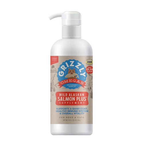 [BRSWIYT3AIFW2H36] Grizzly Wild Alaskan Salmon Oil Dog Food Supplement Omega 3 Fatty Acids, 16 oz