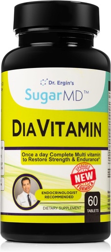 [BRSW2HT4AEPW2E3F] SugarMD Diavitamin Supplement Formula – Multivitamin for Men and Women – Multivitamins and Minerals – 60 Multi Vitamin Tablets – Restore Strength and Endurance – Non-GMO – Gluten-Free