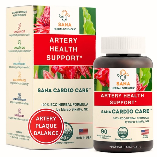 [BRSRAYAFDIPQEDQV] Artery Plaque Removal Formula | 4-Element All-Natural Supplement to Support Blood Pressure, Healthy Cholesterol, and Heart Rhythm | 90 Easy-to-Swallow Capsules | by Sana Herbal