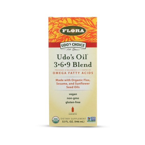 [BRSWIY3ZAYGWOHL4] Flora - Udo's Choice Omega 369 Oil Blend, Made with Organic Flax, Sesame & Sunflower Seed Oils, Plant-Based Vegan Omega Fatty Acids, Based on Ideal 2:1:1 Ratio, 32-fl. oz. Glass Bottle