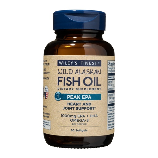 [BRSWIFL7CEMWC2TE] Wiley's Finest Wild Alaskan Fish Oil Peak EPA - Triple Strength Peak EPA & DHA Supplement - 1000mg Fish Oil - Omega-3s for Joint Health Support - 30 Softgels (30 Servings)