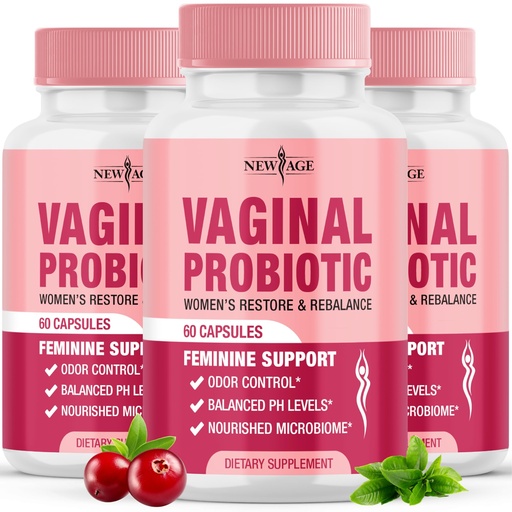 [BRSRAZTROQNR42TL] NEW AGE Vaginal Probiotics for Women with Prebiotics, Cranberry Extract, and a Lactobacillus Probiotic Blend, Supports Healthy pH Balance, Odor Control, Vaginal Flora - 180 Capsules