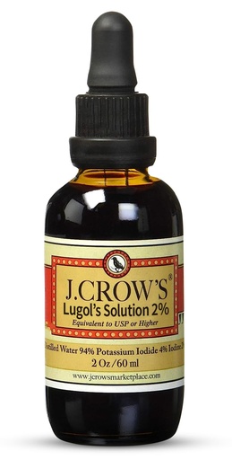 [BRSWGHA6BUPRU2A7] J.CROW'S® Lugol's Solution of Iodine 2% 2 oz (1 Bottle) – Premium Iodine & Potassium Iodide Liquid, Gluten & Alcohol-Free Natural Brine Extract, No Expiration - 1200 Drops