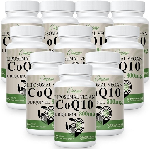 [BRSROYYODIFGOC3G] Liposomal CoQ10 800mg Ubiquinol Softgel, Max Absorption Ubiquinol Coenzyme Q10, Ubiquinol CoQ10 Supplement for Antioxidant, Heart Function & Energy Production, Pure CoQ10 800mg, 600 Vegan Softgels