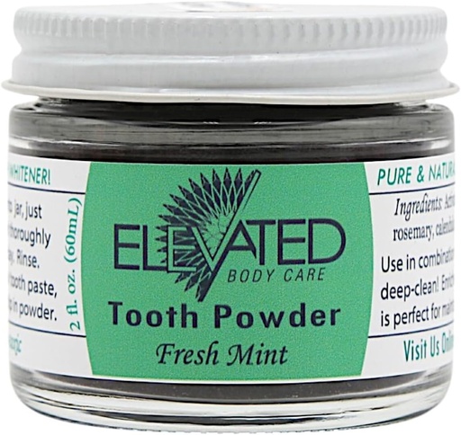 [BRSRAZ3RCUIQGC3U] Elevated Tooth Powder – All Natural Tooth Powder with Xylitol and Activated Charcoal - Herbal - Vegan - 2 oz Glass Jar - Mint or Cinnamon, Goes Great with Elevated Toothpaste - Made in USA (Mint)