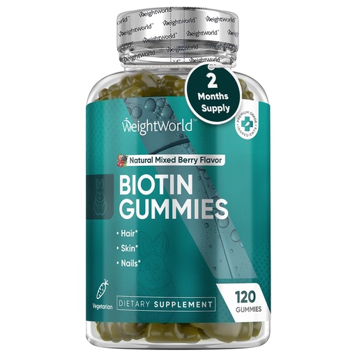 [BRSWGHYLCMJQYAL3] WeightWorld Biotin Hair Skin and Nails Gummies- 120 Count - Biotin Gummies 5000mcg with 13 Essential Micronutrients - Biotin for Hair Growth Women & Men - Vegetarian - Non-GMO (2-Month Supply)