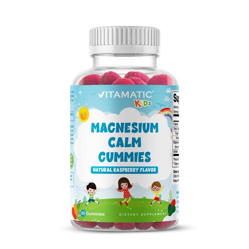 [BRSRMAAEC4DWGF3D] Vitamatic Kids Magnesium Calm Gummies - 60 Vegan Count - Great Tasting - Promote Healthy, Muscle, Bone, & Energy Support