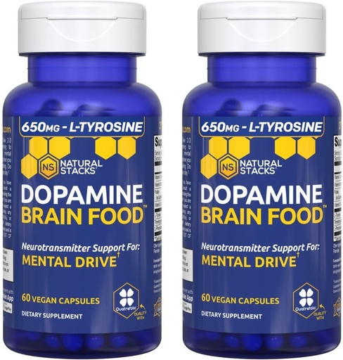 [BRSRMYYHOYDQEYDV] Dopamine Brain Food - 650mg L-Tyrosine Supplement - Focus & Mental Drive üçün Dopamine Supplement - B Vitaminlər ilə Neurotransmitter Support - 120 Capsules