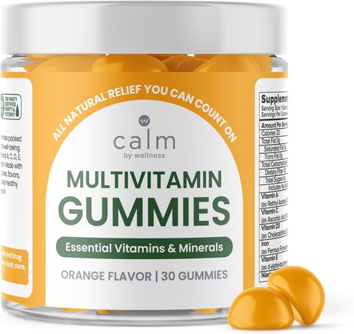 [BRSROFI3CMFG23AV] Calm by Wellness Multivitamin Gummis - Alle natürlichen Vegan Erwachsene Multivitamin Gummy - Verpackt mit Antioxidantien Vitamine C & E, B12, B6, Folsäure, Pantothensäure - essentiell für allgemeine Gesundheit