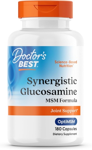 [BRSWIYQFBQIQY336] 最佳协同Glucosamine MSM公式、联合支持、非GMO、Gluten Free、Soy Free 180 Capsules