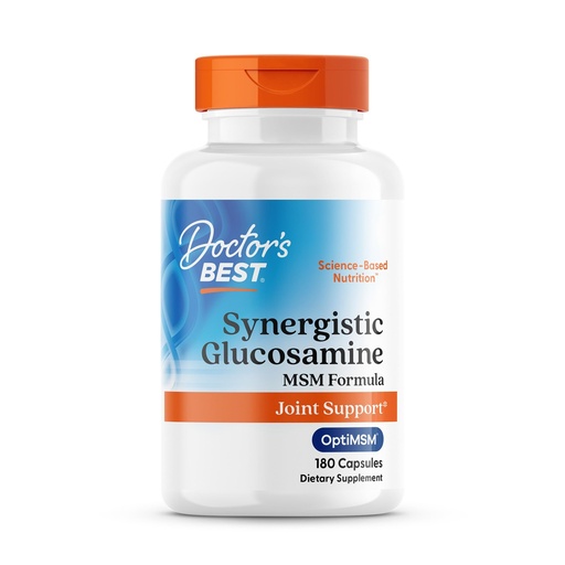 [BRSWIYQFBQIQY336] Doctor's Best Synergistic Glucosamine with MSM Formula - Joint Health Support Supplement for Women & Men, Features Vitamin C, Potassium, & Chloride, Non-GMO, Gluten Free, Soy Free - 180 Capsules