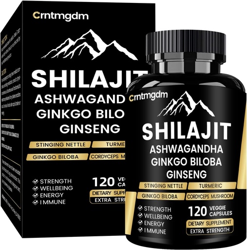 [BRSRAAT4AF4BOFDU] Shilajit Capsules - 20,000mg Pure Himalayan Organic Shilajit for Men " Women with Ashwagandha, Supports Vitality and Wellness, Premium Shilajit Pure Himalayan supplement, 120 Capsules