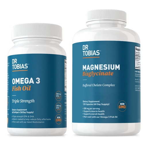 [BRSROCAZPIFGCFD7] Dr. Tobias Omega 3 Fish Oil & Magnesium Bisglycinate Supplements, High Absorption, Supports Heart, Brain, Immune, Energy, Muscle, Bone & Joint Health, Non-GMO