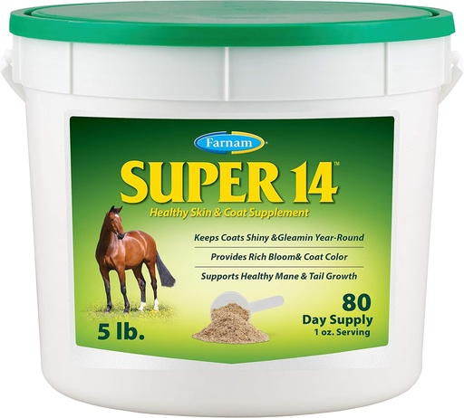 [BRSWYFAPBF7WKAY6] Farnam Super 14 Healthy Skin & Coat Supplement for Horses, Keeps Coats Shiny & Gleaming Year-Round 5 Pound, 80 Day Supply