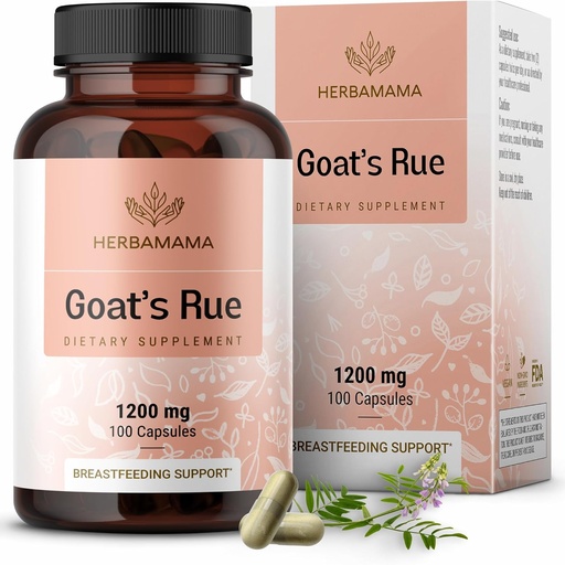[BRSWGCA7DFYQOCDL] HERBAMAMA Geder Rue Capsules - 1200mg Galega Officinalis til mors brystmælk Amning Support - Vegan, non-GMO Geder Rue Herb Amning Supplement