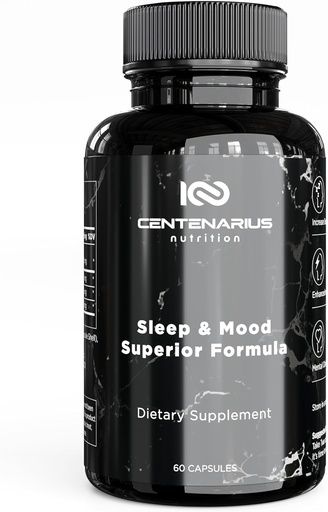 [BRSW2BIDCN5BS3TF] Centenarius Nutrition Sleep and Mood Formula L-Theanine, 5-HTP, PharmaGABA + enemmän uni + parannettu mielialan ja stressin tasoilla (60 kreivi)