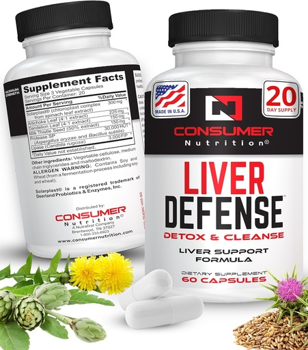 [BRSRA2YKDMBBADY6] Liver Support Supplement - Liver Defense Liver Cleanse Detox - Made with Solarplast, Artichoke Leaf, Milk Thistle Seed, & More - for Metabolism & Immune Response 60 Capsules