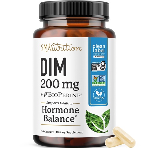 [BRSRMAIHDN4GE3I7] DIM Supplement 200 mg (120 Ct) | Estrogen Balance for Women & Men | Hormone Balance, Hormonal Acne Supplements, Menopause, Antioxidant & PMS Support | Non-GMO, Vegan, Soy Free | 4 Month Supply